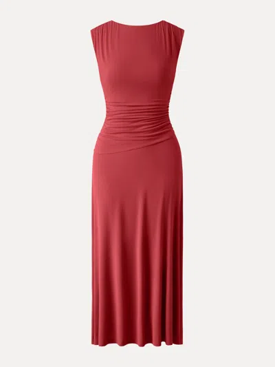 Oglmove Breezy Cooling Side Ruched Maxi Dress In Red