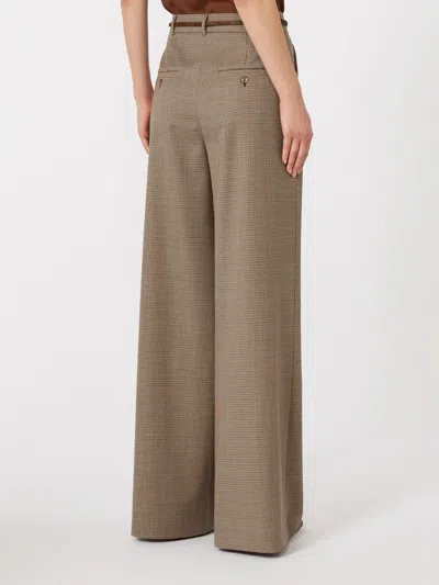Max Mara Patterned Wool Wide-leg Trousers In Green