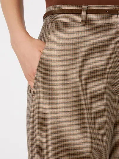 Max Mara Patterned Wool Wide-leg Trousers In Green