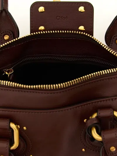 Chloé Paddington Brown Shoulder Bag With Oversized Padlock And C-shaped Buckles In Grainy Leather Woman