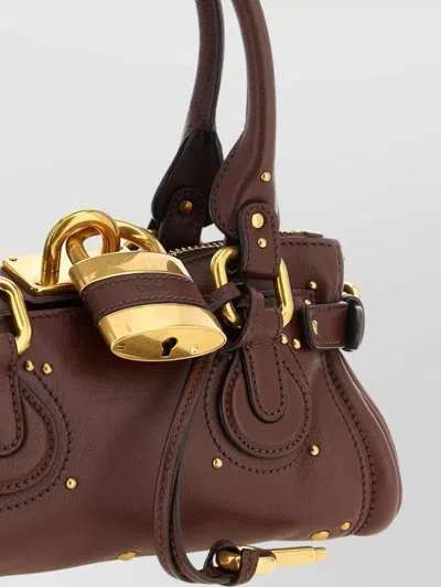 Chloé Paddington Brown Shoulder Bag With Oversized Padlock And C-shaped Buckles In Grainy Leather Woman