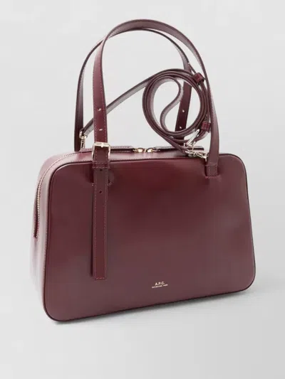 A.p.c. Virginie Rectangular Shoulder Bag Adjustable Strap In Burgundy