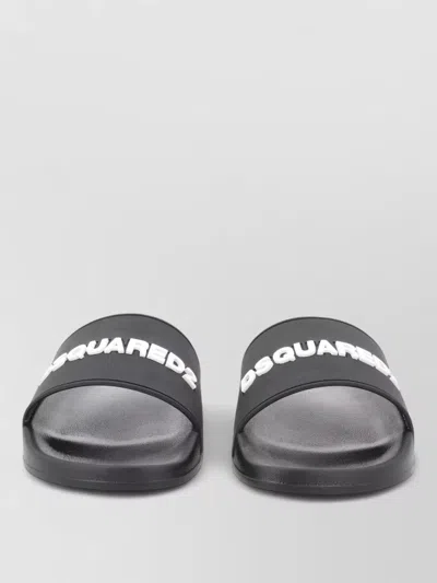 Dsquared2 Logo Slide Sandal Open Toe Flat Sole In Multi