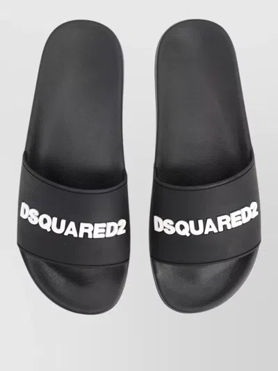 Dsquared2 Logo Slide Sandal Open Toe Flat Sole In Multi