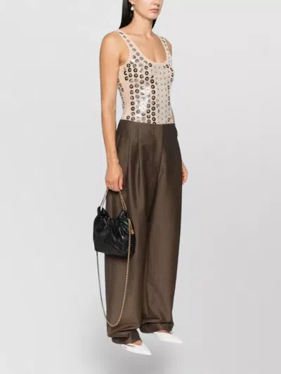 Tory Burch Fleming Black Shoulder Bag With Chain-link Shoulder Strap And Double T Motif In Grained Leather Woma