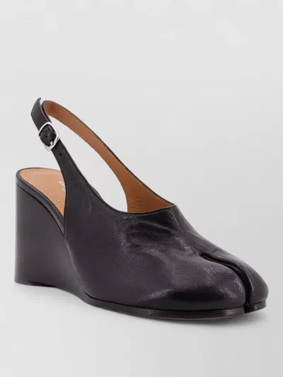 Maison Margiela Womens Black Tabi Leather Slingback Wedges Eur 36 / 3 Uk