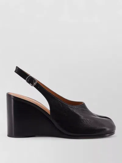 Maison Margiela Womens Black Tabi Leather Slingback Wedges Eur 36 / 3 Uk