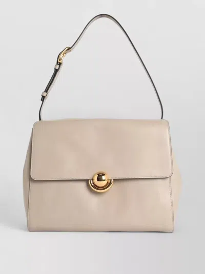 Furla Domus M Structured Neutral Leather Shoulder Bag