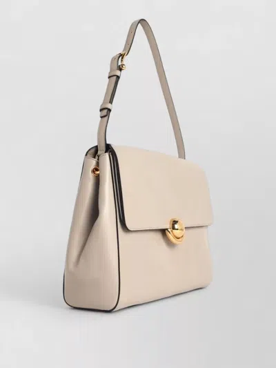 Furla Domus M Structured Neutral Leather Shoulder Bag
