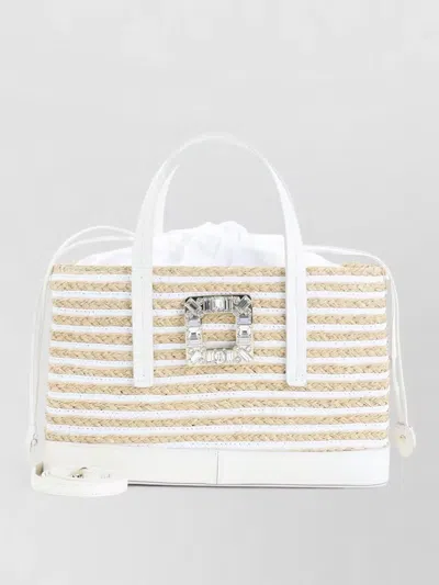 Roger Vivier Rectangular Woven Bag With Decorative Buckle And Versatile Straps