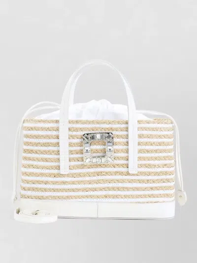 Roger Vivier Rectangular Woven Bag With Decorative Buckle And Versatile Straps