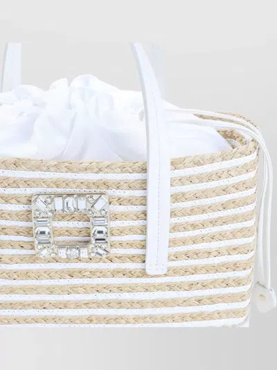 Roger Vivier Rectangular Woven Bag With Decorative Buckle And Versatile Straps