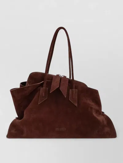 Attico Rectangular Suede Finish Double Handles Shoulder Bag