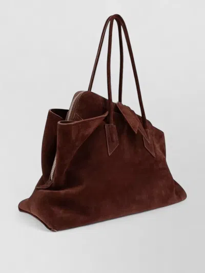 Attico Rectangular Suede Finish Double Handles Shoulder Bag