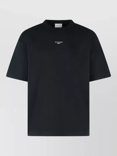 Drôle De Monsieur Black Classic Nfpm T-shirt With Logo Print In Cotton Blend Man In Black