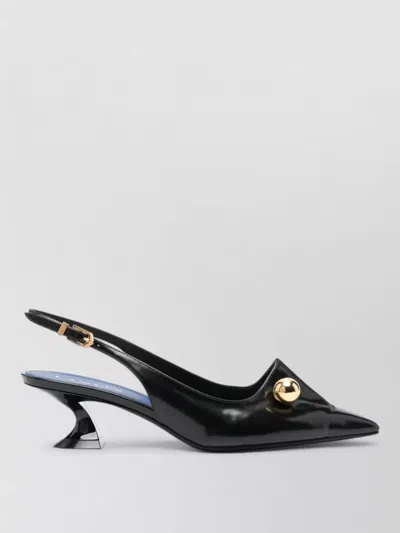 Lanvin Slingback Pumps Pointed Toe Curved Heel In Black
