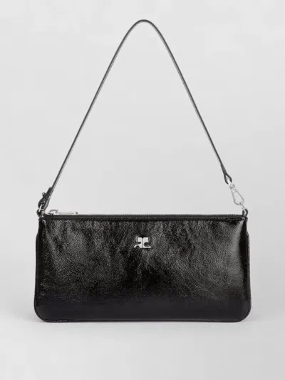 Courrèges Rectangular Naplack Pouch Adjustable Strap In Black