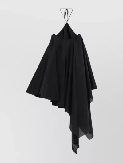 Jacquemus Courte Asymmetric Cotton-blend Crepon Halterneck Dress In Black