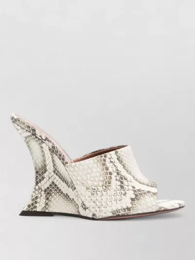 Paris Texas Python Print Wedge Heel Open Toe Mules In Animal Print