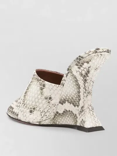 Paris Texas Python Print Wedge Heel Open Toe Mules In Animal Print