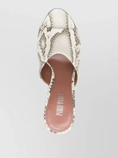 Paris Texas Python Print Wedge Heel Open Toe Mules In Animal Print