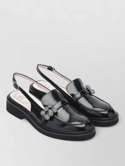Roger Vivier Loafers Low Heel Glossy Slingback Embellished In Black
