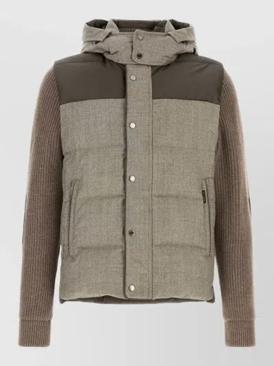 Moorer Cappuccino Wool Bensa Down Jacket In Multi