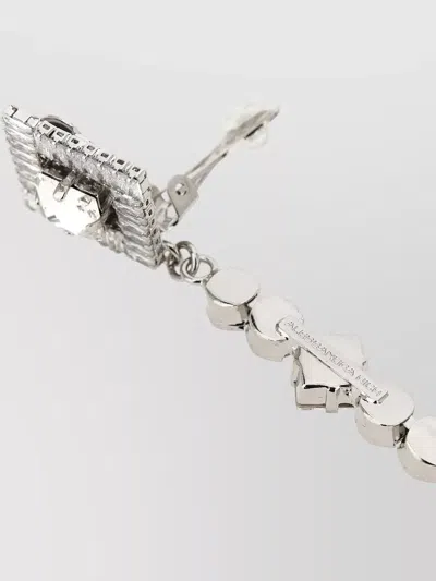 Alessandra Rich Mini Embellished Metal Earrings 10.5 Cm X 2.5 Cm In Silver