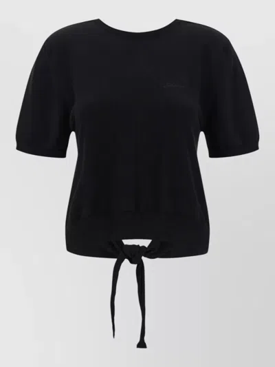Ganni Black Bare Back Sweater In Black