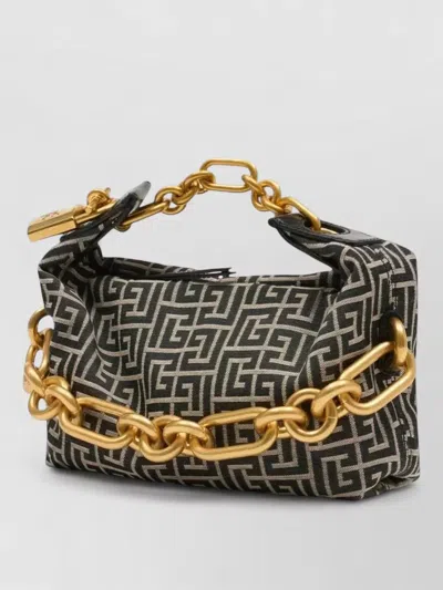 Balmain Sync Mini Tote Monogram Jacquard Chain Handle