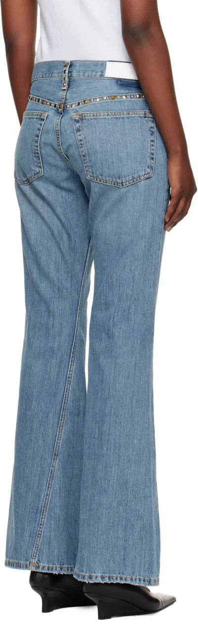 Re/done Blue Twisted Mid Rise Bootcut Jeans In Blue