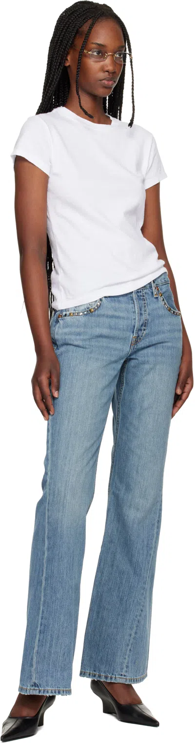 Re/done Blue Twisted Mid Rise Bootcut Jeans In Blue