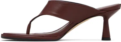 Aeyde Neutrals Refined Flared Heel Thong Sandals In Burgundy