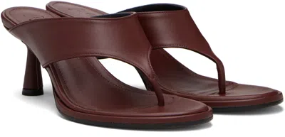 Aeyde Neutrals Refined Flared Heel Thong Sandals In Burgundy