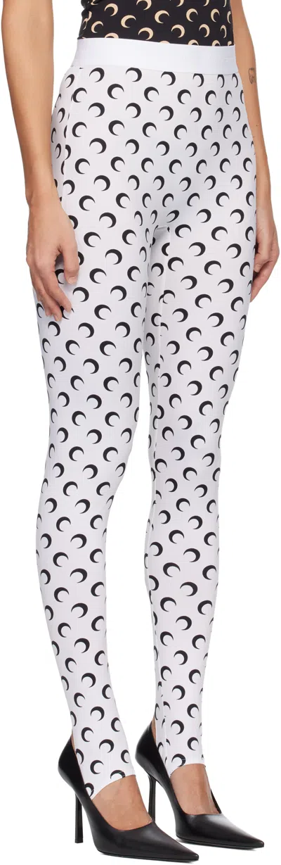 Marine Serre Crescent Moon Lycra Leggings With All-over Logo In White