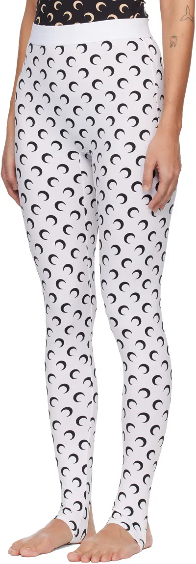 Marine Serre Crescent Moon Lycra Leggings With All-over Logo In White