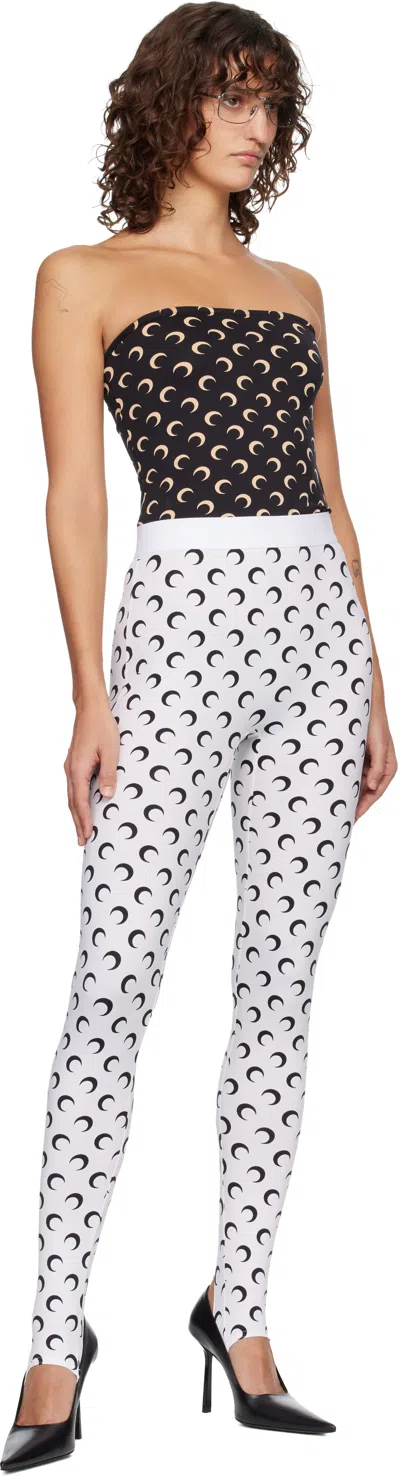 Marine Serre Crescent Moon Lycra Leggings With All-over Logo In White