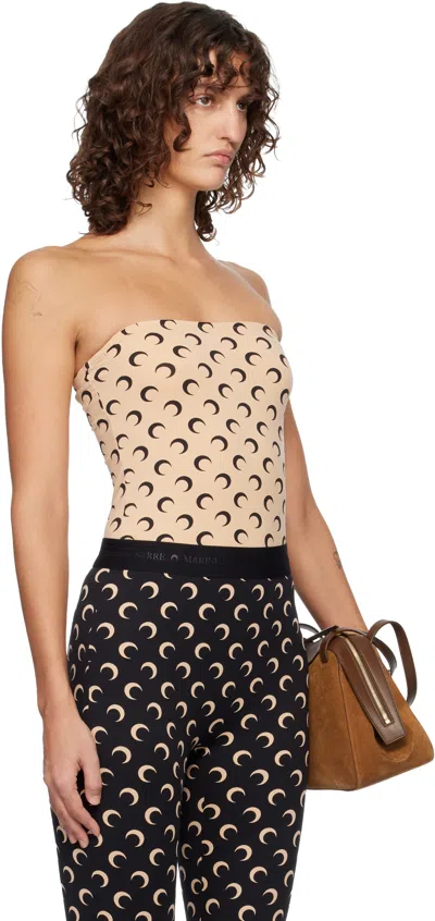 Marine Serre Beige Recycled Moon Jersey Second Skin Tube Top In Multi