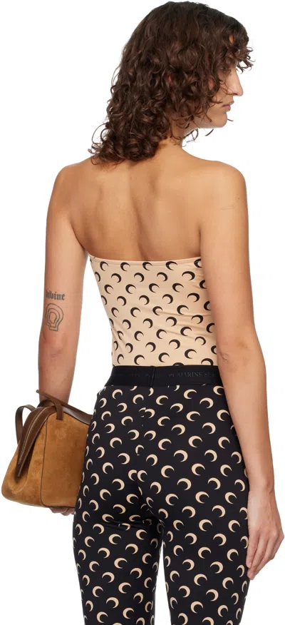 Marine Serre Beige Recycled Moon Jersey Second Skin Tube Top In Multi