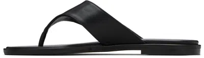 Aeyde Minimalist Wide Strap Toe Post Sandals In Black