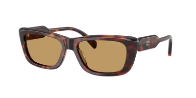 Miu Miu Womens Brown Mu B12s Rectangular-frame Acetate Sunglasses In Blue