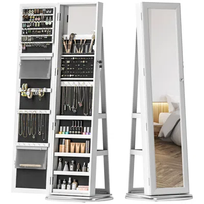 Hivvago 360° Swivel Lockable Jewelry Armoire With Storage And Mirror ...