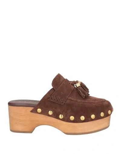 Rag & Bone Suede Platform Clogs In Brown