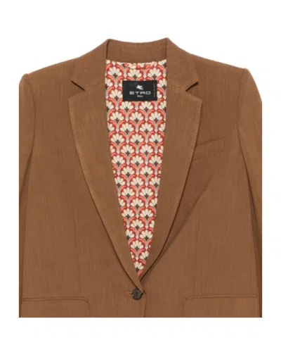 Etro Notched-lapel Jacket In Brown