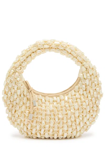 Staud Reef Bead-embellished Crochet Top Handle Bag In Neutral