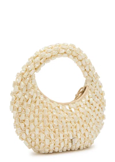 Staud Reef Bead-embellished Crochet Top Handle Bag In Neutral