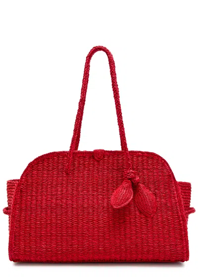 Jacquemus Medium Le Turismo Raffia Shoulder Bag In Burgundy