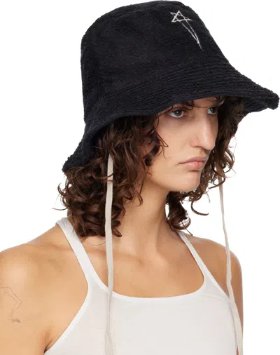 Rick Owens Black Temple Beach Hat In Black