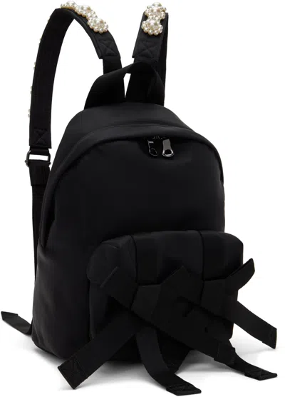 Simone Rocha Black Beaded Utility Bow Backpack In Black