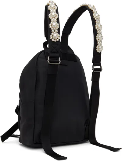 Simone Rocha Black Beaded Utility Bow Backpack In Black